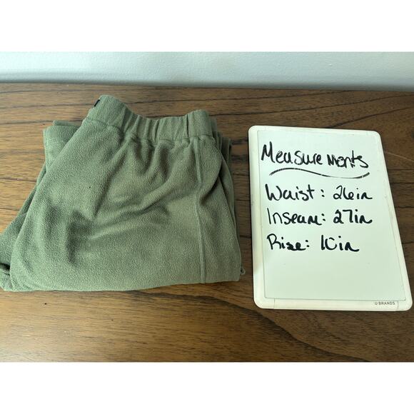 Vintage Patagonia Synchilla Fleece Pants Womens Medium Green Wide Leg Mad in USA - Picture 7 of 8
